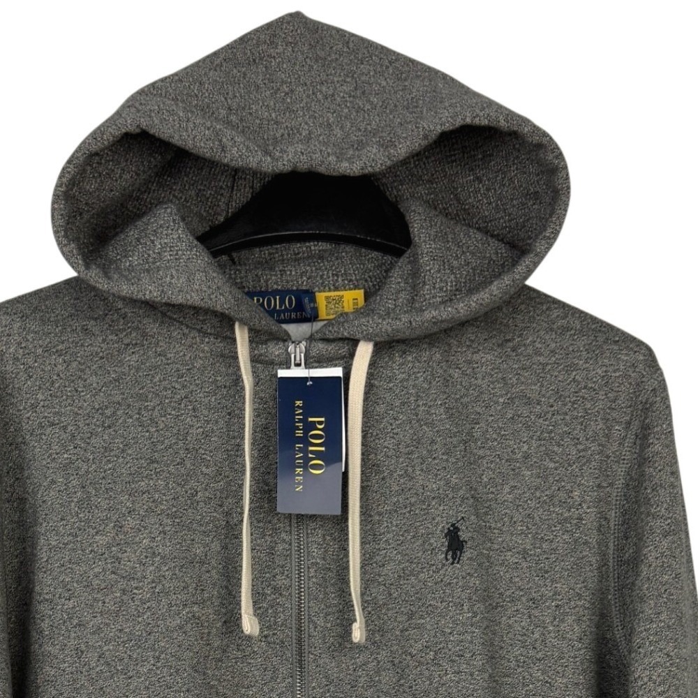 NEW Polo Ralph Lauren Hoodie Mens Large Ash Grey Heather Full Zip Soft Fleece